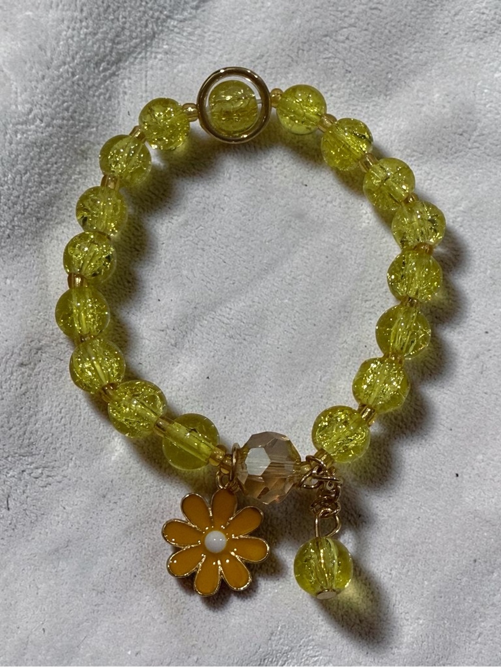 Yellow Floral Charm Beaded Bracelet